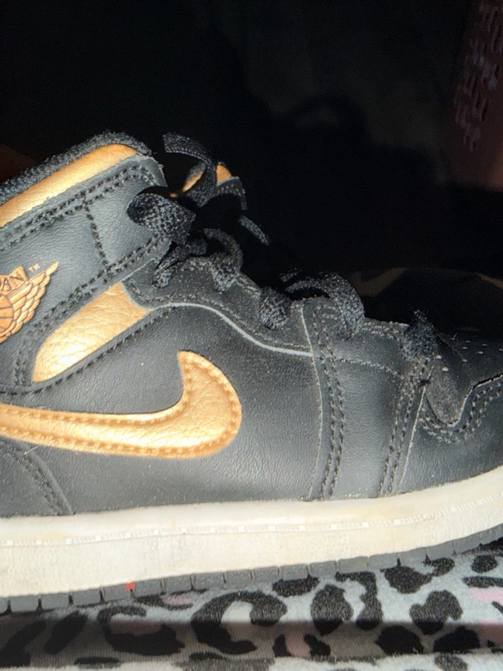Nike Kids Black and Tan/Gold High-Top Sneakers